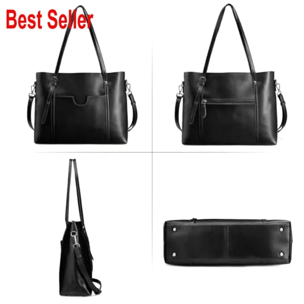 Genuine Leather Top Handle Satchel Tote Shoulder Bag